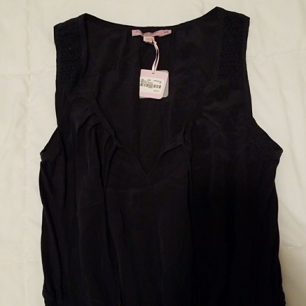 NWT CALYPSO navy dress with fringe ties